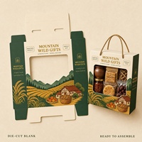 Boîte Cadeau Spécialisée Mountain Wild Gifts avec Poignée en Corde et Fenêtre, Emballage en Carton Personnalisé pour Produits Locaux
