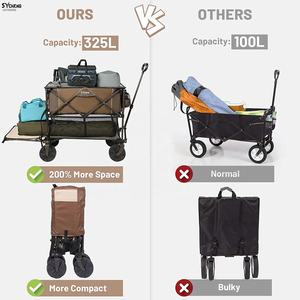 Carro plegable de dos pisos, carro plegable resistente con piso inferior, ruedas grandes todoterreno para acampar, pescar - Product Image 5