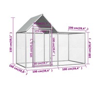 Nouveau poulailler en métal galvanisé 2x1x1.5m multifonctionnel avec garantie de 3 ans