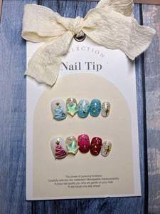 133 Uñas Postizas Hechas a Mano de Cobertura Completa, Estilo Transparente, Cortas, con Diseño de Árbol de Navidad, Instagram, Otoño/Invierno, Transparentes como el Hielo, Suaves - Product Image 2