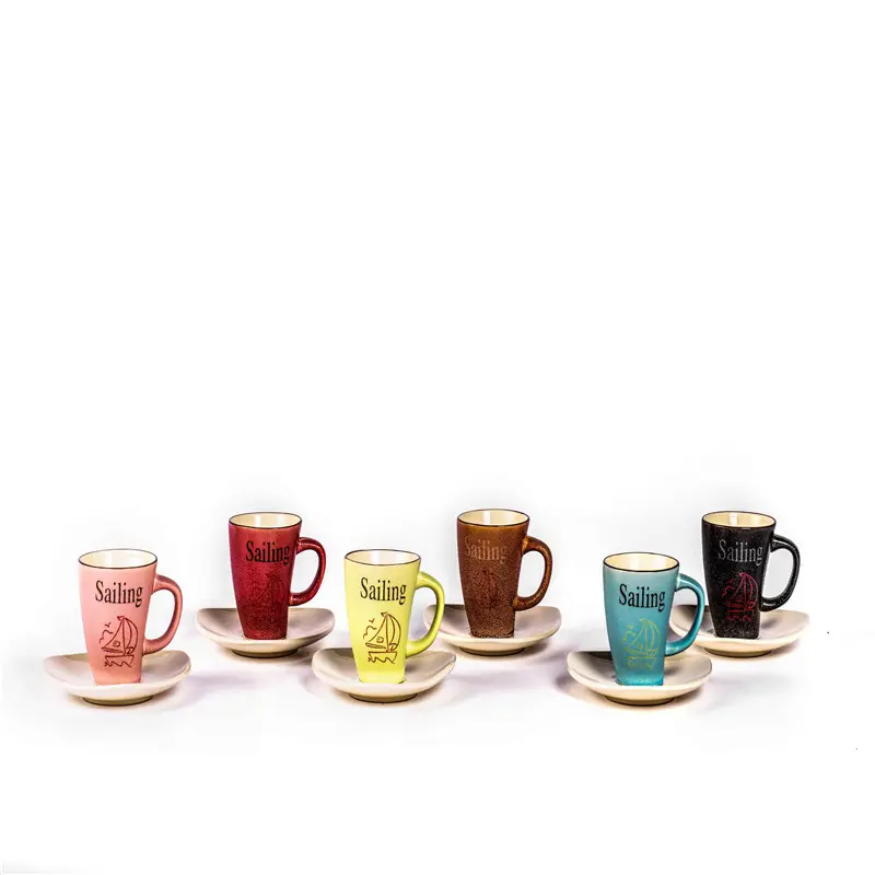 Taza de cerámica de color blanco, diseño clásico OEM, para café expreso, tazas de café de cerámica