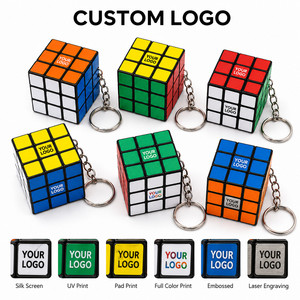 Custom Logo 3x3 Magic <b>Cube</b> Keychain Mini Speed <b>Cube</b> Puzzle Toy Keyring for Promotional Gift Education Stress Relief Office Toy - Product Image 2