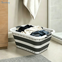 Panier à linge pliable en PP TPR 42L, durable, avec poignée creuse, pliable, pour rangement sous le lit et dans la salle de bain, écologique