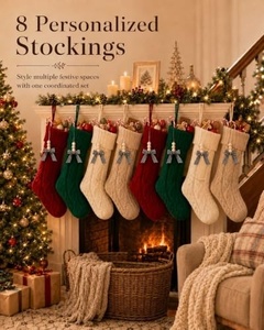 Grandes chaussettes de Noël en tricot pour la décoration de fêtes de famille, chaussettes de Noël pour les fêtes de fin d'année - Product Image 3