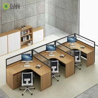 Bureau Open Space 6 places en forme de L, bureau moderne, configuration de poste de travail de bureau