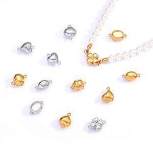 18K Gold Plated Stainless Steel Round Oval Ingot Pearl <strong>Plug</strong> Buckle Connectors for DIY Bracelet Necklace <strong>Chain</strong> - Product Image 3