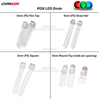 Diode LED 4 broches RVB rouge vert bleu Dip 4 broches tricolore 3mm 5mm 8mm 10mm rond plat chapeau de paille lampe carrée diodo émettant de la lumière