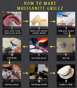 Grillz personnalisés en argent sterling 925 avec diamants de laboratoire taille rose |   Bijoux dentaires Hip Hop certifiés IGI pour hommes et femmes - Product Image 5