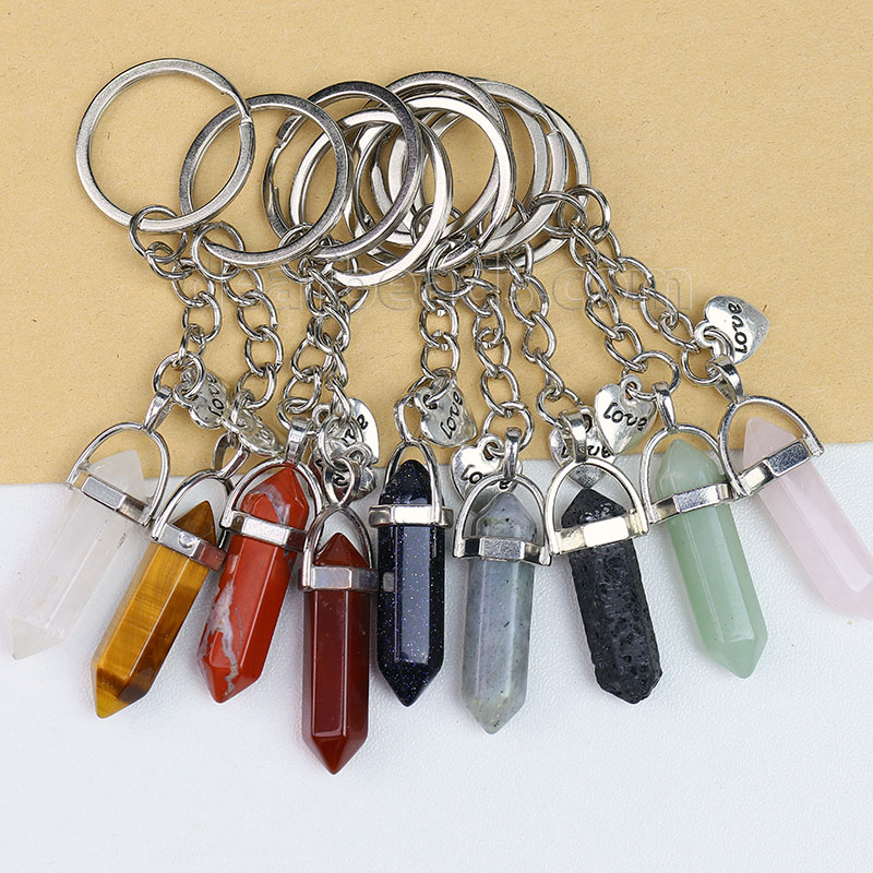 DBYS1010 Wholesale Natural Hexagon Crystal Charm Key Chain, Stone