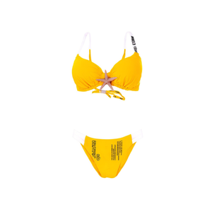 Set bikini taglie forti giallo con dettaglio a stella marina e slip a perizoma SQ67766 - Product Image 2