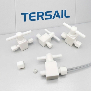 Vanne à boisseau sphérique en tétrafluoroplastique avec ferrule, vanne PTFE, pièces personnalisées d'usine avec raccords de tuyauterie PTFE, <span class=keywords><strong>clapet</strong></span> anti-retour, tube en T - Product Image 1