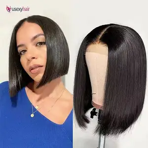 Factory Cheap Price Short Pixie Cut 100% Brazilian Human Hair Straight Bob Lace Front Wig for Black Woman