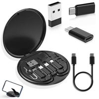 Caja Circular 6 en 1, adaptador de carga Usb multifunción, Kit de cable de cargador USB tipo C, Kit adaptador de viaje para viajar