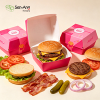 Scatole per Hamburger Ecologiche Personalizzate, Biodegradabili in Carta Kraft, Monouso per Asporto, Stampa OEM per Ristoranti e Caffè