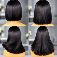 Perruque Bob Lace 4x4 en Cheveux Naturels Bruts SDD Super Double Drawn, Densité 250%, Raie Centrale, Lisse, Pré-épilée, Sans Colle