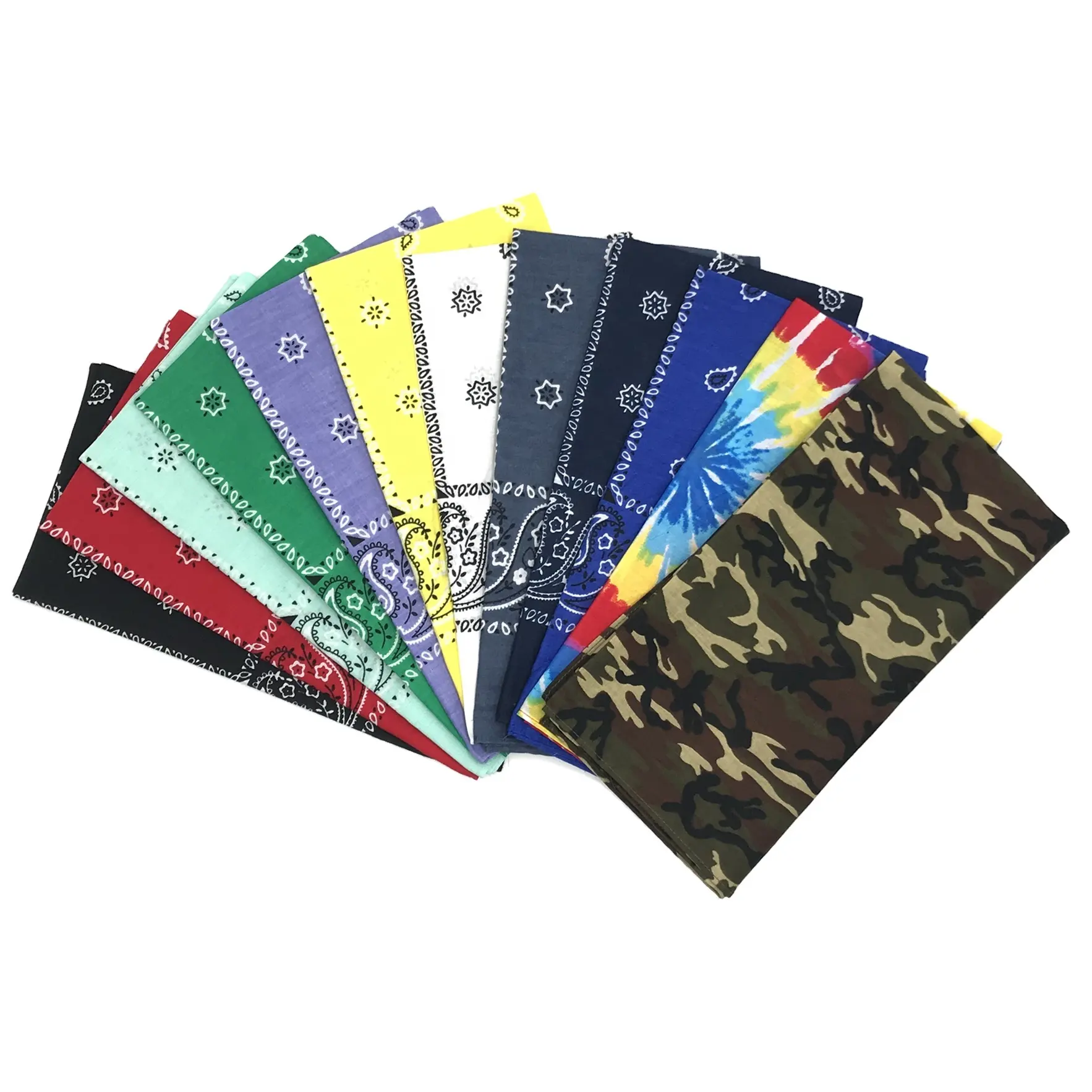 Moda 12 Paquete de algodón suave de las mujeres diadema estampado cuadrado tejido bufanda de los hombres ciclismo deporte al aire libre de superior empate tinte Bandana