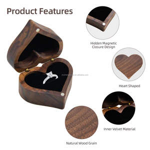 A forma di <span class=keywords><strong>cuore</strong></span> antico anello di diamante scatola di stoccaggio Set anello di fidanzamento supporto con singolo Slot scatola di legno anello - Product Image 5