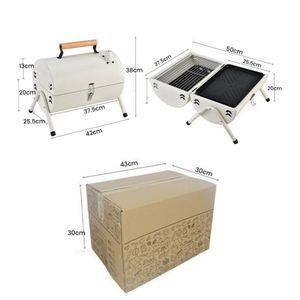 <span class=keywords><strong>Barbecue</strong></span> portable pliable de luxe moderne double face de haute qualité en métal revêtu de poudre avec grille de cuisson chromée et cheminée - Product Image 6