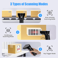 CMOS QR CODE Reader Bar compatible con códigos 1d 2d 2D 2,4G Escáner de código de barras inalámbrico con base