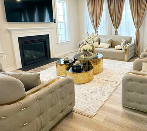 Nuovo arrivo di lusso 3-in-1 moderno <span class=keywords><strong>tavolino</strong></span> da caffè con Base rotonda in acciaio inossidabile tavolo centrale in vetro per uso domestico o nella <span class=keywords><strong>sala</strong></span> dell'hotel - Product Image 1