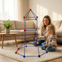 Petit explorateur : Ensemble de construction de fort DIY de 69 pièces avec tente en tissu bonus, jouet éducatif STEM