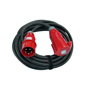 Kabel distribusi daya 32A 3 fase kabel ekstensi steker listrik industri pria dan wanita tahan air