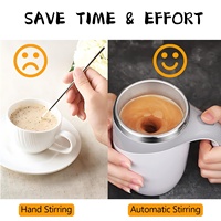 Gobelet électrique en acier inoxydable tasse de mélange rotative magnétique auto-agitante tasse à café automatique en métal avec fonction de mélange automatique