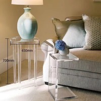 Table d'appoint en acrylique transparent en forme de C, style moderne, table basse, prix avantageux, directement de l'usine