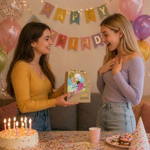 Bolsa de Regalo de Papel Kraft para Fiestas con Asa de Cinta, Diseño de Globo Colorido y Pastel, para Cumpleaños - Product Image 3
