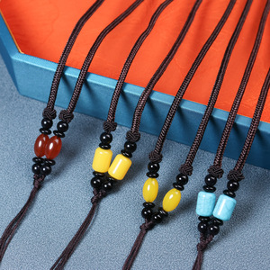 Collier ras du cou en corde tressée à la main en polyamide réglable, <span class=keywords><strong>DIY</strong></span>, amusant, jade épais, collier en jade - Product Image 1