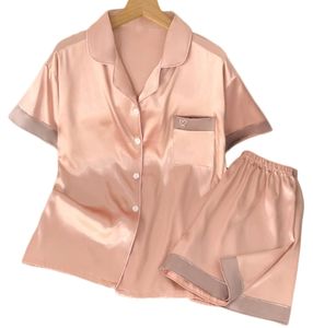 <span class=keywords><strong>Short</strong></span> d'été à manches courtes Nouveau style Couleur solide Haut de gamme <span class=keywords><strong>Sweet</strong></span> Temperament Pajamas Set - Product Image 3