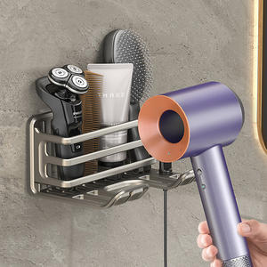קיר רכוב אלומיניום חדר אמבטיה מייבש שיער מייבש שיער בעל הלבשה מחזיק מחזיק שיער מתל מייבש שיער - Product Image 3