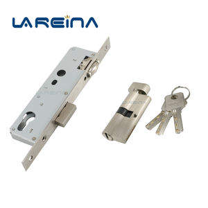 Un ensemble corps de serrure et cylindre avec bouton avec porte en aluminium - Product Image 1