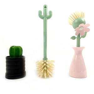 Spazzola a forma di <span class=keywords><strong>margherita</strong></span> con portaspazzola in vaso per vasetto Scrubber e piatti da cucina - Product Image 2