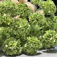 Vente en gros de fleurs artificielles de mariage de haute qualité, en latex 3D au toucher réel, couleur vert foncé, hydrangea
