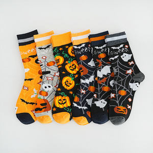 2025 mùa thu sáng tạo Halloween yếu tố mô hình giữa bắp chân chống vi khuẩn vớ bí ngô ma dệt kim cotton vui nhộn vớ hoạt hình - Product Image 2