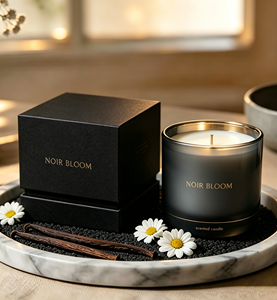 Caja de cartón corrugado negra de lujo con impresión personalizada para envíos aéreos, con logo en lámina dorada, caja de regalo plegable para fragancias para el hogar - Product Image 3