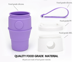 Gobelets pliables en plastique personnalisés avec logo, 395 ml, vente en gros, gobelets pliables de voyage en silicone - Product Image 2