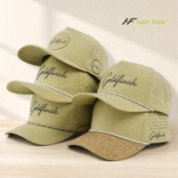 Casquette de golf unisexe personnalisée pour homme, 5 panneaux, en nylon, logo perforé au laser, respirante, séchage rapide, casquette de baseball, casquette de sport