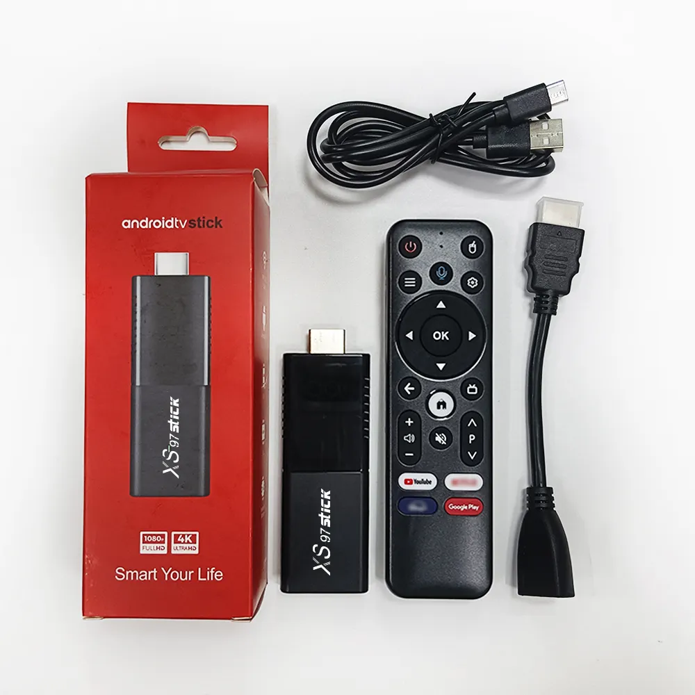 Vendita all'ingrosso stick iptv quadruplo h313 xs97 chiavetta iptv android 10 tvstick ultra hd smart 4k tv stick con telecomando