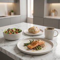 Service de table GuangDa 16 pièces en grès blanc mat classique, finition porcelaine de qualité supérieure, compatible lave-vaisselle, four et micro-ondes, pour la maison