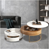 Table basse moderne de luxe multifonctionnelle en acier, en métal, en acier inoxydable, avec centre et verre trempé doré imbriqué