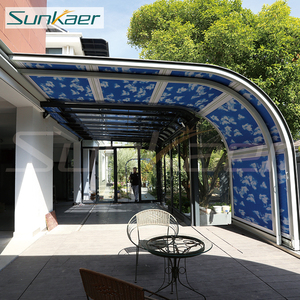Couverture de <span class=keywords><strong>piscine</strong></span> rétractable personnalisée en polycarbonate et aluminium Sunkaer SK-S02, fonctionnement manuel, garantie 10 ans, résistance au vent de 150 km/h - Product Image 4