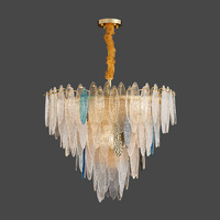Lustre moderne en verre multi-tailles en forme de feuille, lampe suspendue simple, double ou multi-niveaux pour hôtel, restaurant, éclairage commercial