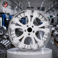 عجلات سيارات الركاب المخصصة من جي إس، مقاس 18 و19 و20 و21 و22 بوصة، بنمط 5x112 و5x120 و5x114.3، مصنوعة من الكروم بتصميم 2/3 قطع و5 أذرع وحافة عميقة