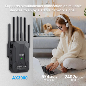 WiFi6 KuWFi 3000Mbps Extensor de rango de banda dual Señal fuerte Dispositivo inalámbrico para interiores 6 Antena Repetidor <span class=keywords><strong>WiFi</strong></span> con puerto Gigabit - Product Image 2