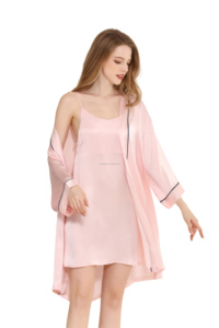 19mm 100% <span class=keywords><strong>soie</strong></span> de mûrier robes de femmes chemises de nuit <span class=keywords><strong>en</strong></span> <span class=keywords><strong>soie</strong></span> pure naturelle hiver été vêtements de nuit <span class=keywords><strong>Kimono</strong></span> <span class=keywords><strong>court</strong></span> 19 Momme chemise de nuit - Product Image 4