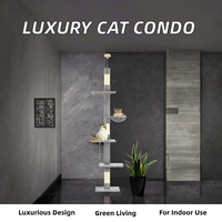 Arbre à chat mural Bonnie moderne de luxe écologique de 120 cm avec poteau à gratter en sisal et lit, emballé en carton pour chats d'intérieur