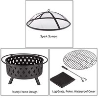 Brasero rond en métal de 32 pouces avec écran anti-étincelles, pour feu de bois, cheminée extérieure en acier, jardin, patio, terrasse, camping, feu de camp