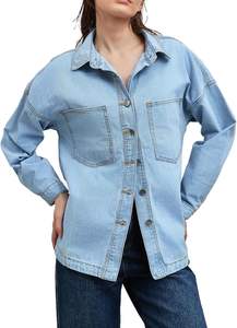 Chaqueta Vaquera Informal para Mujer, Estilo Boyfriend, con Botones, Talla Grande XL, Mangas Largas, Tela Lavada - Product Image 6